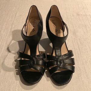 LifeStride Black Caramel Strappy Sandal Heels
